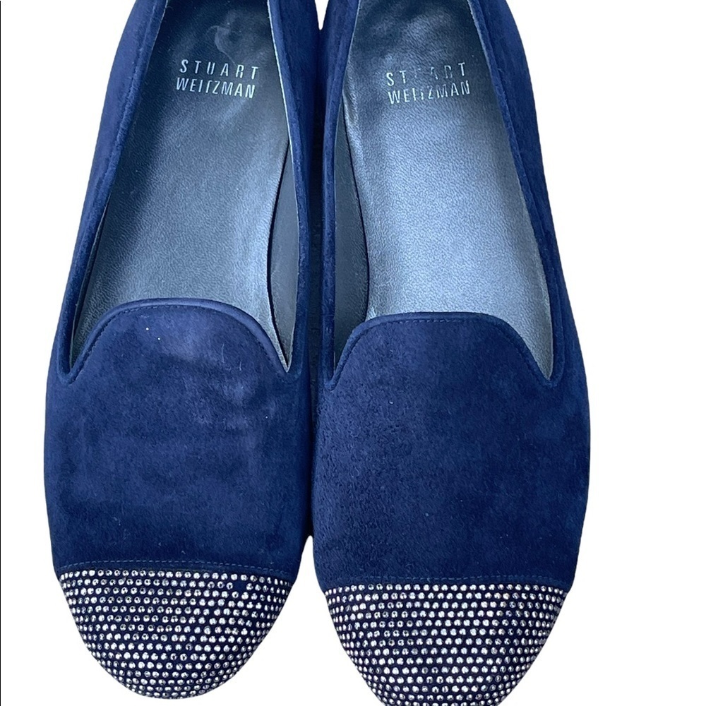 Stuart Weizmann Lingo Silver Stud Cap Slip On Loafers Flats 5.5M